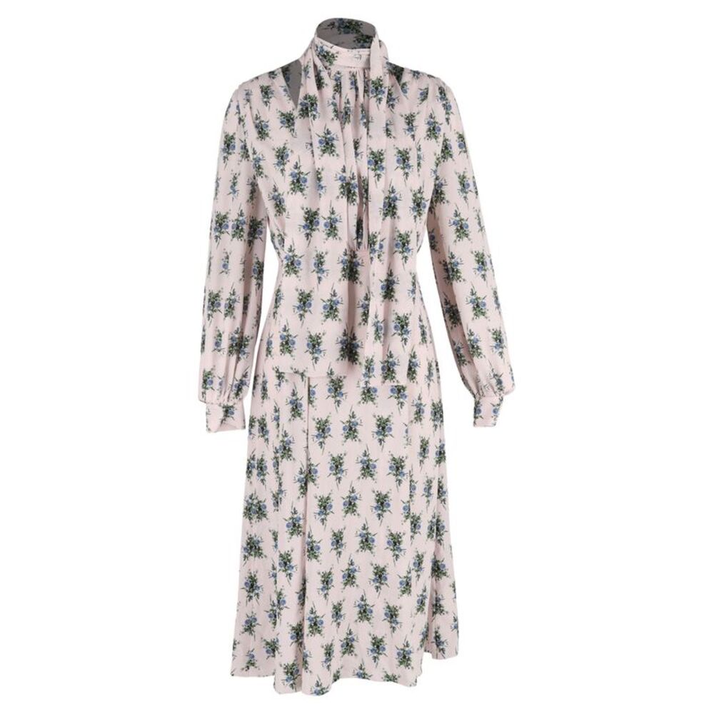 Emilia Wickstead Floral-Print Loong Sleeve Midi Dress in Multicolor Polyester
